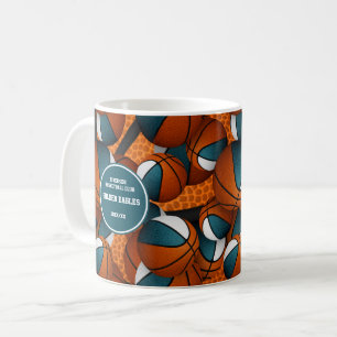 Mug Couleurs de l'équipe de basketball blanc turquoise