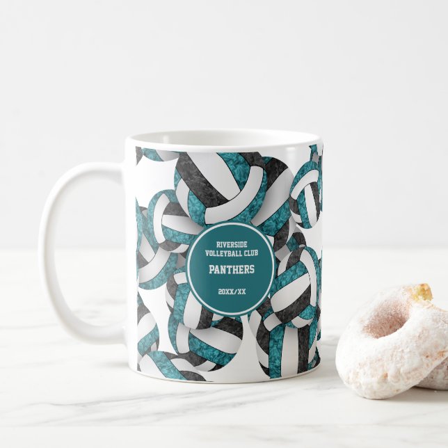 Mug Couleurs de l'équipe de volley-ball noir turquoise (Avec donut)
