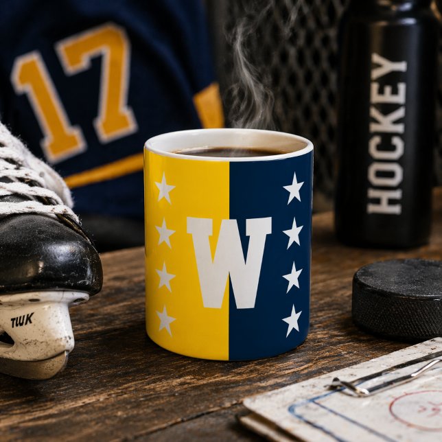 Mug Couleurs de l'université Bleu et Jaune Maïs Monogr (Créateur téléchargé)