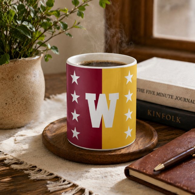 Mug Couleurs de l'université Marron et Or Monogramme (Créateur téléchargé)