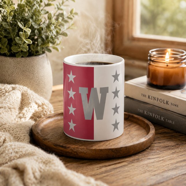 Mug Couleurs de l'université Rouge cramoisi & Monogram (Créateur téléchargé)