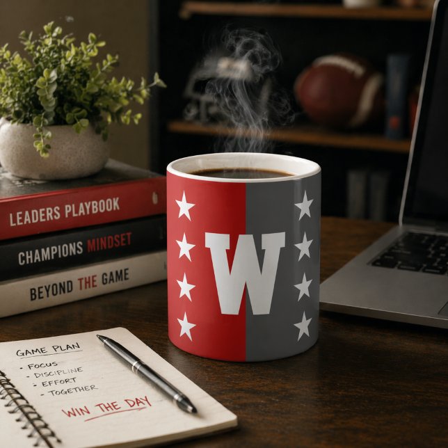 Mug Couleurs de l'université Rouge écarlate & Monogram (Créateur téléchargé)