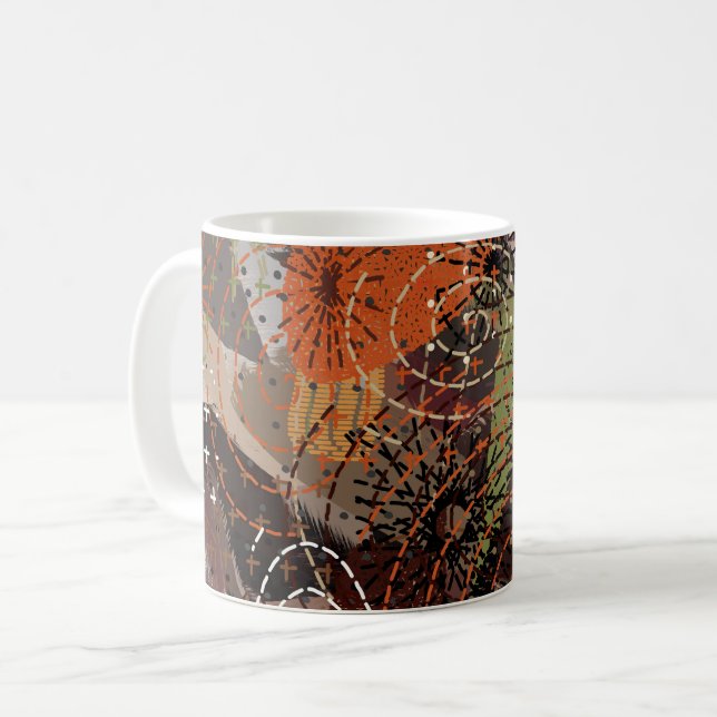 Mug Couleurs de Terre Mélange Média Abstraites (Devant gauche)