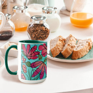 MUG COULEURS D'EAU NEUROGRAPHIQUES DES FLEURS DE PRINT
