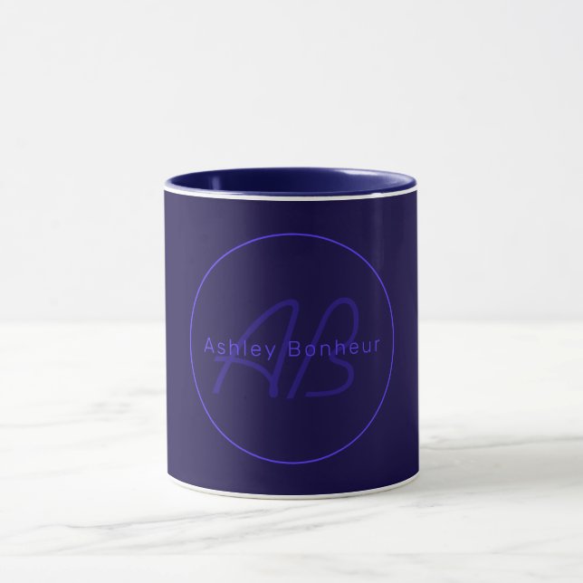 Mug Couleurs Deep Purple Modernes | Nom et Monogramme  (Centre)