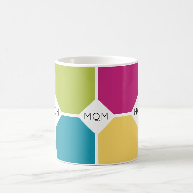 Mug COULEURS D'ÉTÉ Quadrants Triple MONOGRAMME (Centre)