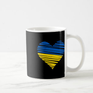 Mug Couleurs du drapeau du cœur ukrainien Bleu Jaune U