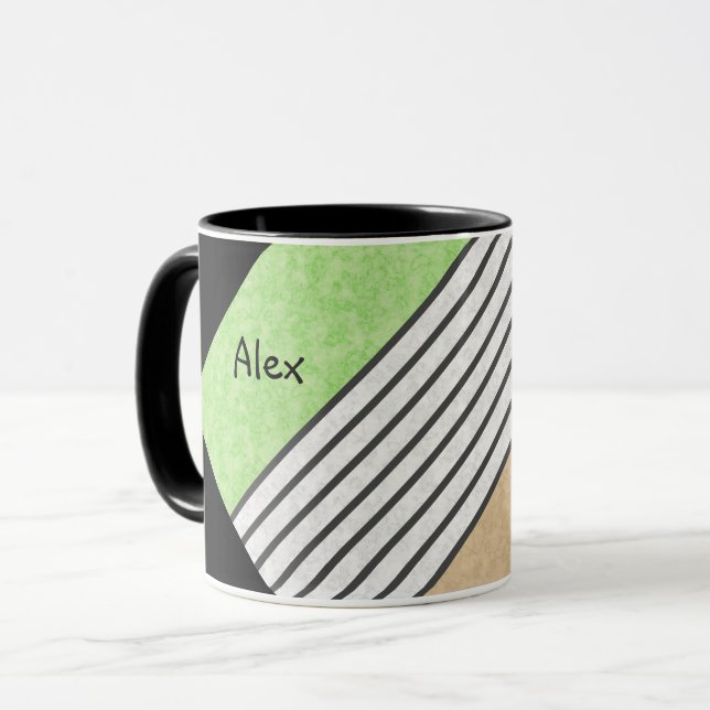Mug Couleurs modernes abstraites beige vert menthe bla (Devant gauche)