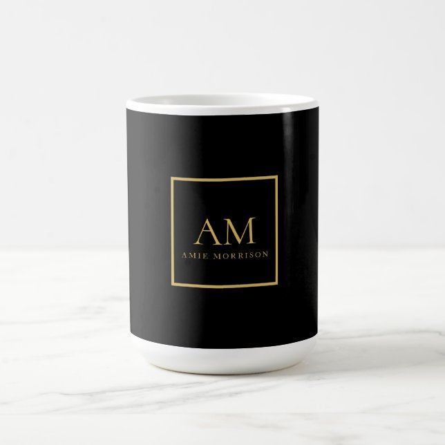 Mug Couleurs Or Noir Monogramme Lettre Initiale Nom (Centre)