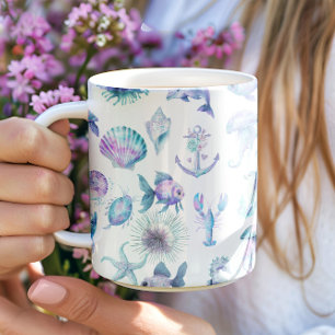 Mug Couleurs pastel ambiance plage motif animaux marin