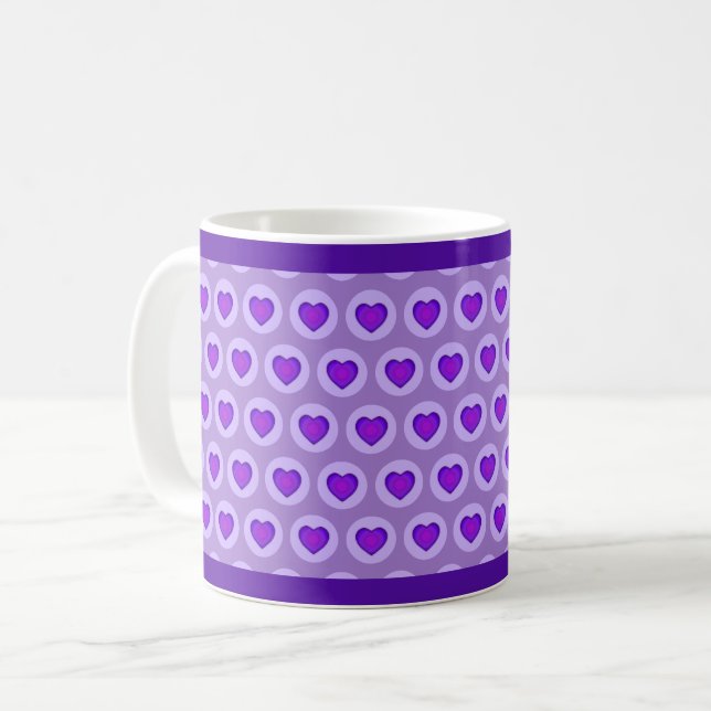 Mug Couleurs pastel & coeurs violets battre (Devant gauche)