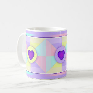 Mug Couleurs pastel & coeurs violets battre
