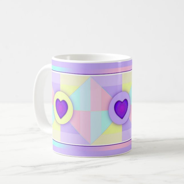 Mug Couleurs pastel & coeurs violets battre (Devant gauche)