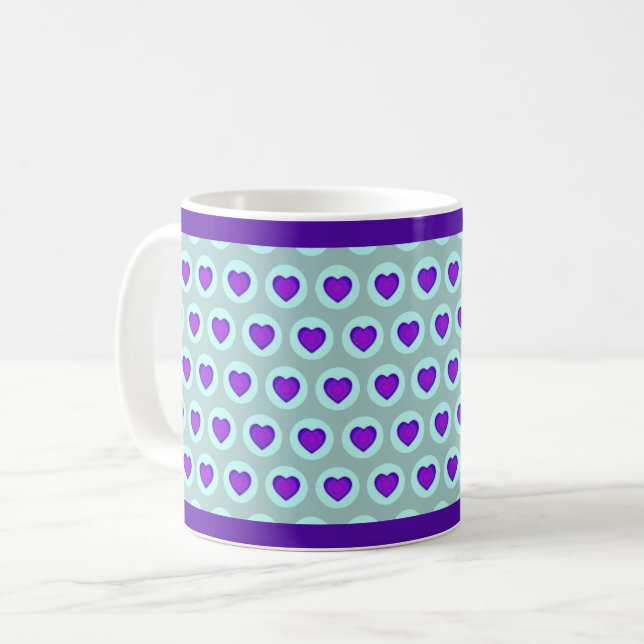 Mug Couleurs pastel & coeurs violets battre (Devant gauche)