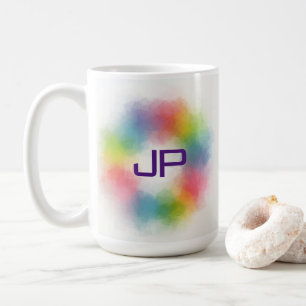 Mug Couleurs Rainbow personnalisées Monogramme Abstrai
