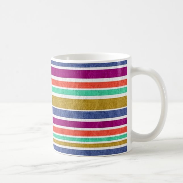 Mug Couleurs Rétro Aspect Texturé Rayures (Droite)