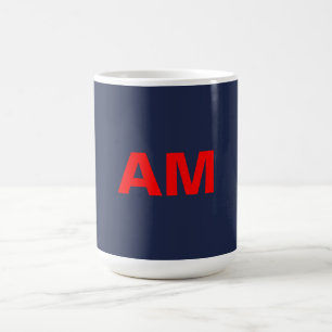 Mug Couleurs rouges bleues Monogramme Lettres initiale