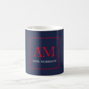 Mug Couleurs rouges bleues Monogramme Lettres initiale