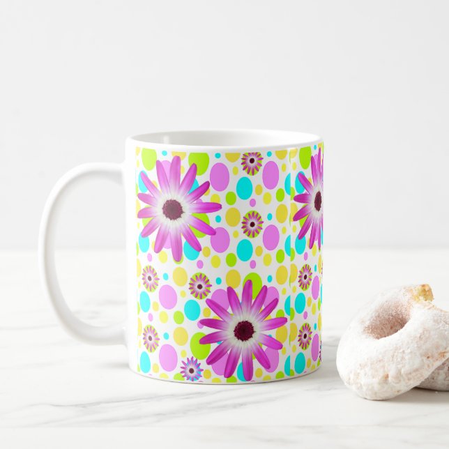 Mug Couleurs Vives Florales (Avec donut)