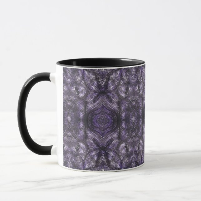 Mug Couloirs Art Abstrait Aquarelle Violet Foncé (Gauche)