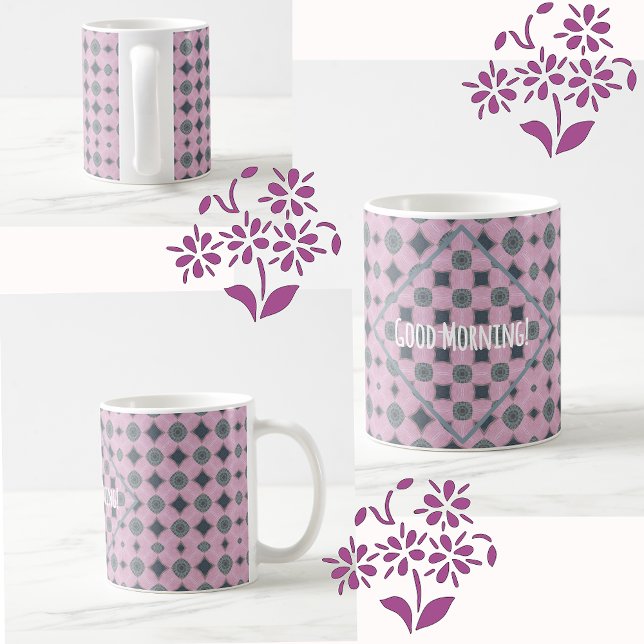 Mug Country Purple Pattern Shapes Custom Text (Country Shapes Pattern with diagonal highlight and personalized text)
