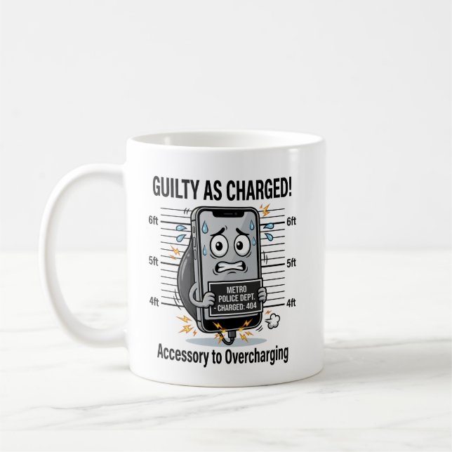 Mug Coupable comme accusé – Pun amusant sur le télépho (Gauche)