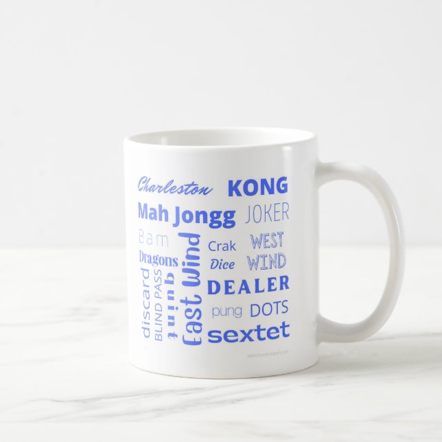 Mug Coupe américaine Mah Jongg avec des mots bleus (Droite)