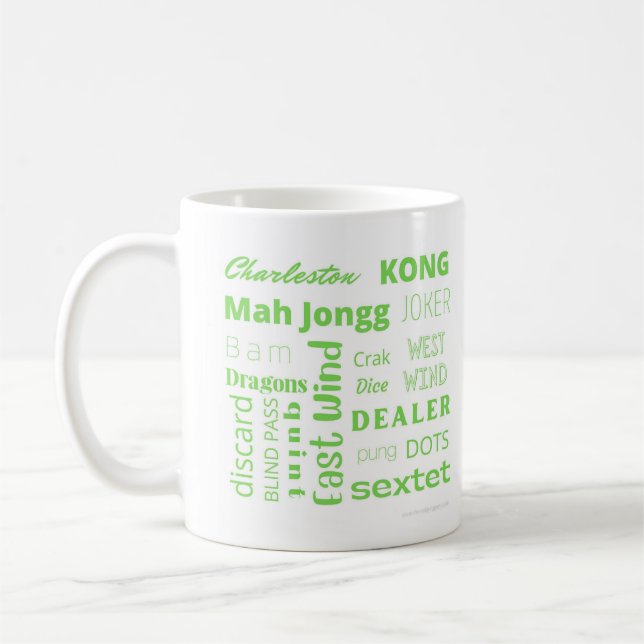 Mug Coupe américaine Mah Jongg avec des mots verts (Gauche)