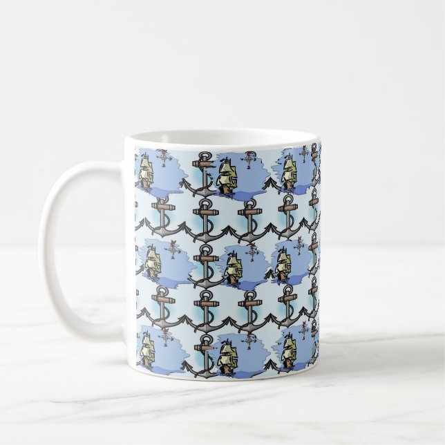 Mug Coupe Ancre et navire de voile (Gauche)