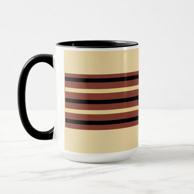 Mug Coupe Beige, Brown et noire de café en bande (Gauche)