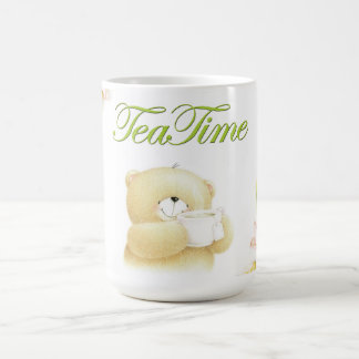 Mug Coupe blanche avec imprimé ours en Teddy et fleurs
