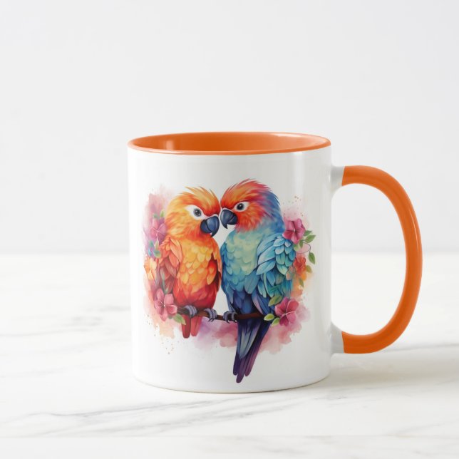 Mug Coupe colorée de design de perroquets. (Droite)