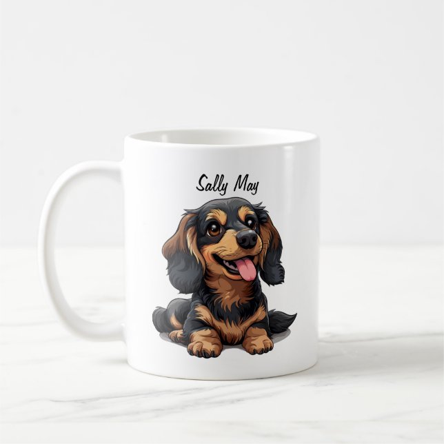 Mug Coupe Cute Dachshund Puppy Coffee Personnalisée (Gauche)