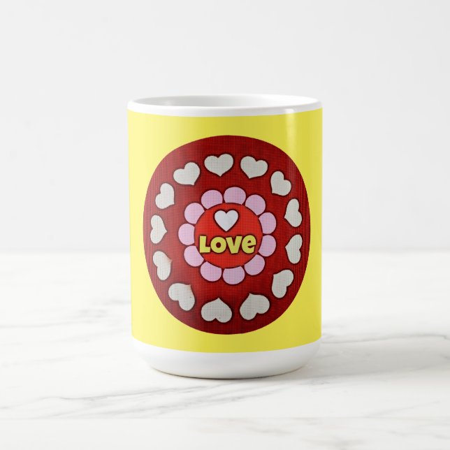 Mug Coupe d'amour du coeur rouge rétro jaune (Centre)