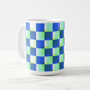 Mug Coupe d'art Carré bleu et Turquoise rétro