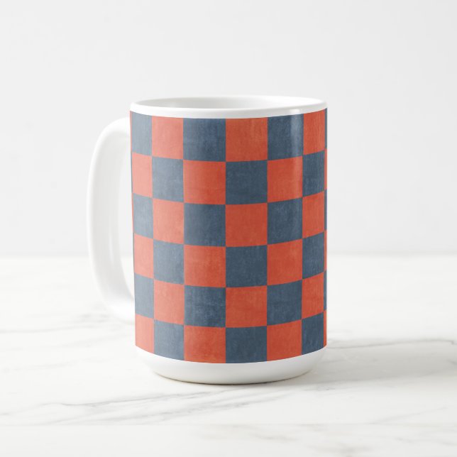 Mug Coupe d'art Carré rouge et bleu de style Denim (Devant gauche)