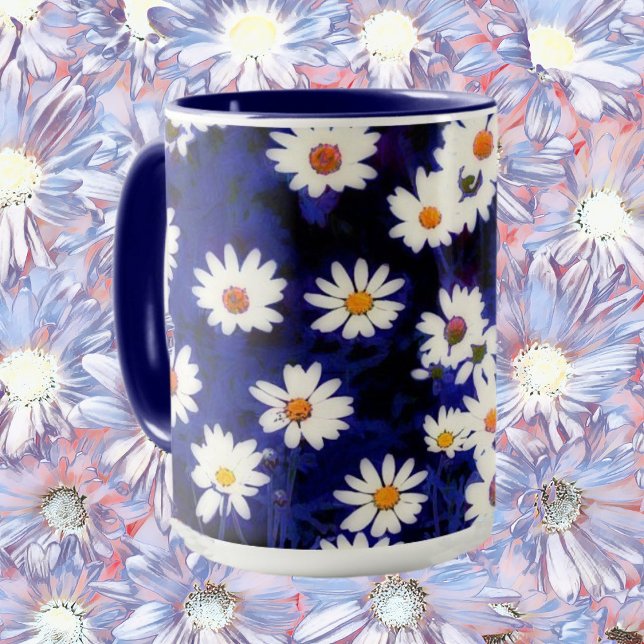 Mug Coupe d'art de la marguerite bleue (Créateur téléchargé)