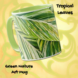 Mug Coupe d'art de la nature verte Feuille tropicale