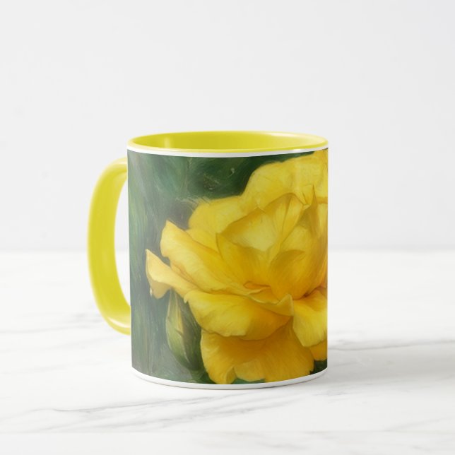 Mug Coupe d'art des fleurs de rose jaune (Devant gauche)