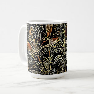 Mug Coupe d'art floral noir et or