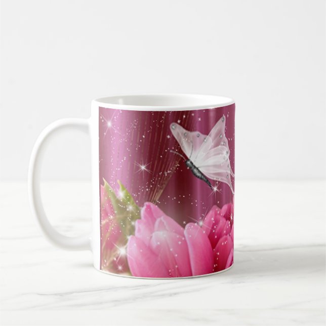 Mug Coupe de café aux fleurs et papillons (Gauche)