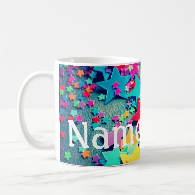 Mug Coupe de café Confetti aux étoiles brillantes pers (Gauche)