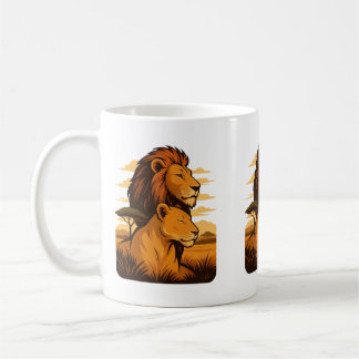 Mug Coupe de café de lion de protection - lion et lion