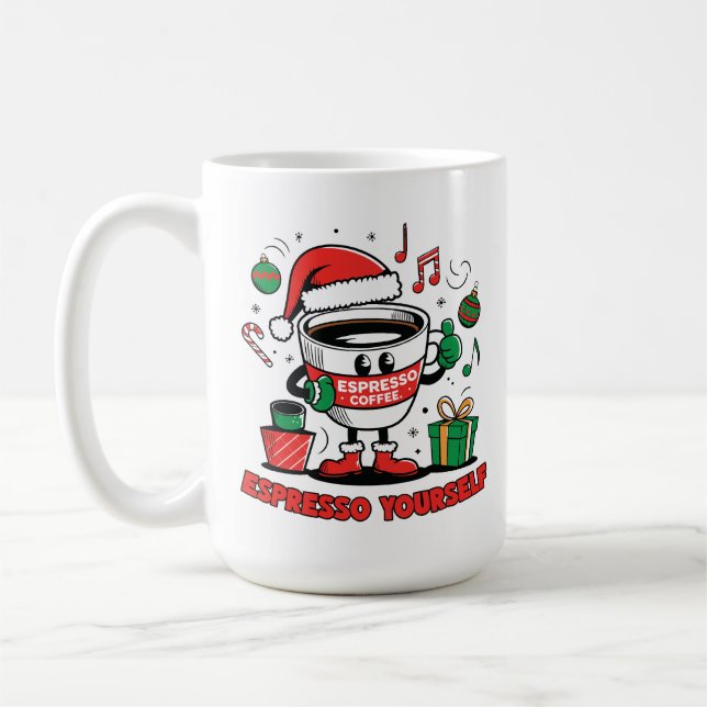 Mug Coupe De Café Festif Avec Conception De Vacances G (Gauche)