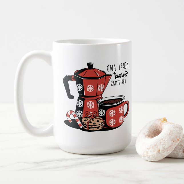Mug Coupe De Café Festif Avec Soins De Vacances Affich (Avec donut)