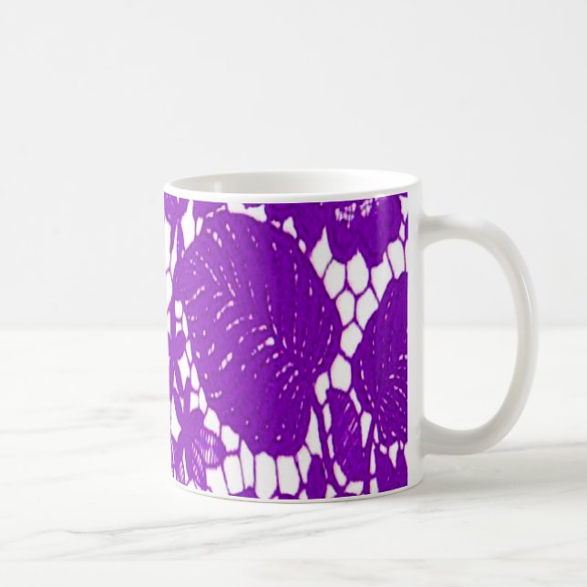 Mug Coupe de café Feuille à la dentelle violette (Droite)