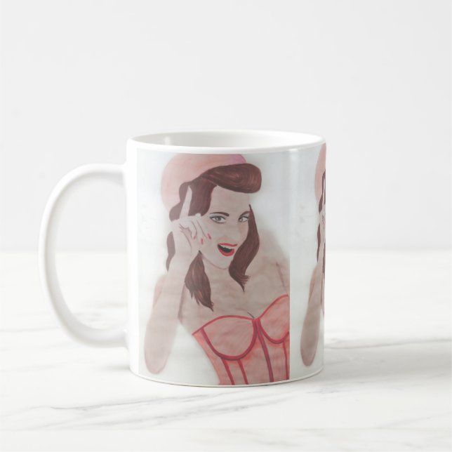 Mug Coupe de café Lady Rose Peint à la main (Gauche)