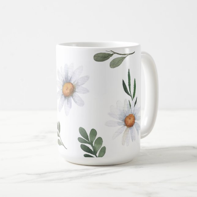 Mug Coupe de café marguerite blanche, Marguerites blan (Devant droit)