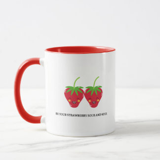 Mug Coupe de café mignonne de fraise ton rouge