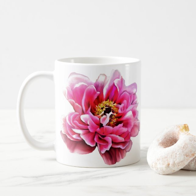 Mug Coupe de café Pink Peonies (Avec donut)